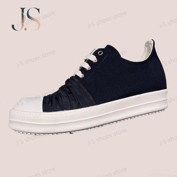 Ro Retro Classic Black Canvas Low Top Shoes Sneaker Men Shoe Black Pleated Cloth Lace Up Women Casual Sneakers