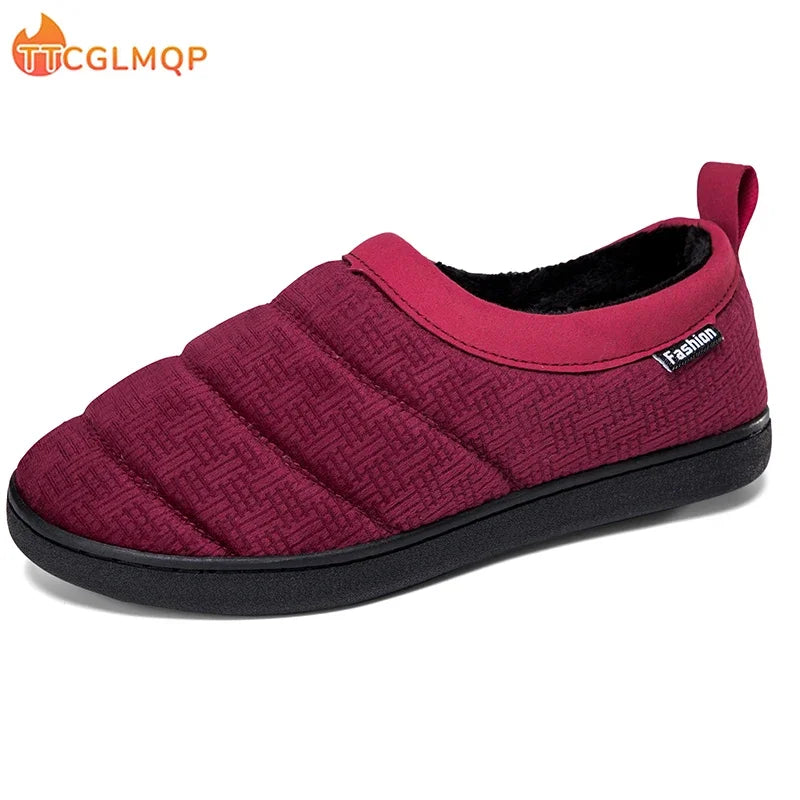 Unisex Home Men Cotton Slippers Winter Casual Indoor Outdoor Non Slip Shoes Warm Velvet Sneakers 2023 Men Women Snow Slippers